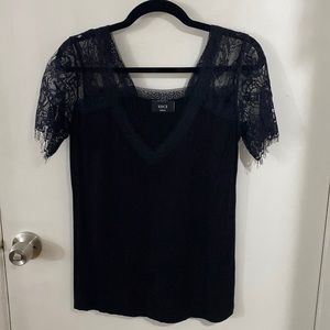 Black t-shirt - lace sleeves. Never worn, tags removed